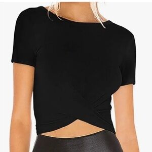 Black Twist-Front crop Top